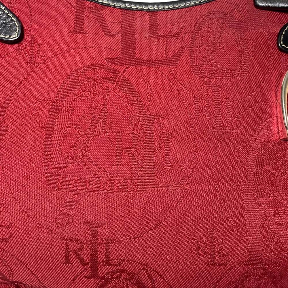 Ralph Lauren RED EQUESTRIAN Signature Canvas LOGO Shoulder Bag‎ HORSEBIT Horse - Picture 3 of 12